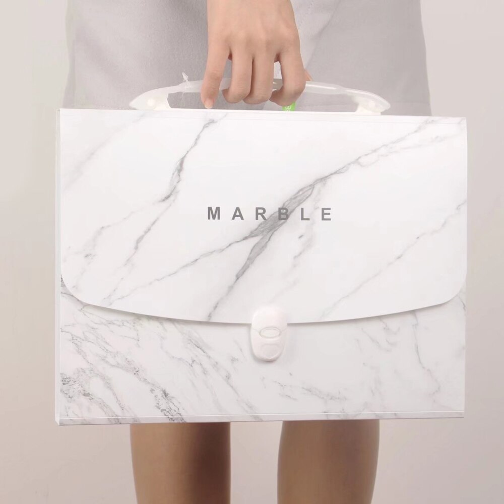 Marble Expanding File Folder A4 Document Bag Exanding Wallet Exam Paper Bill File Organizer School Office Stationery: GRAY