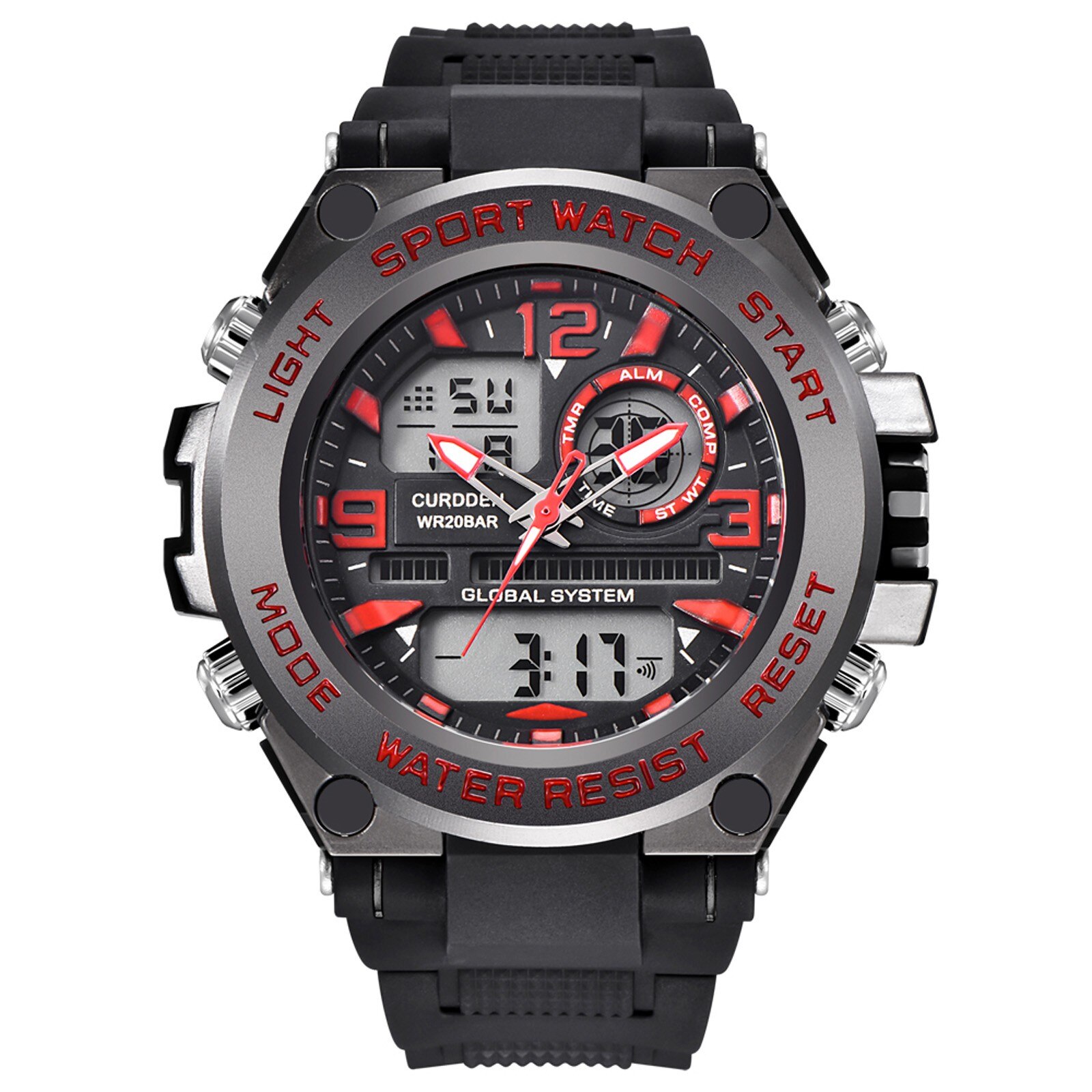 Men Sports Watches Waterproof 100m Outdoor Fun Quartz Watch Swimming Diving Watch Montre Homme часы мужские Watch: Red