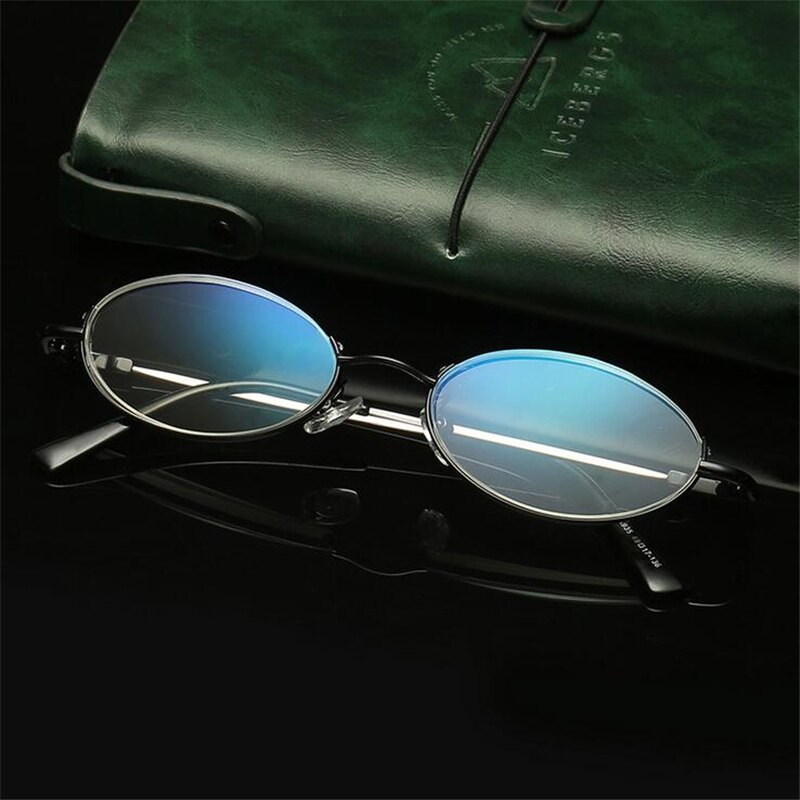 + 1,0 + 1,5 + 2,0 + 2,5 A + 4,0, gafas de sol Unisex ultraligeras con luz azul, lentes ovalados de Metal para hipermetropía