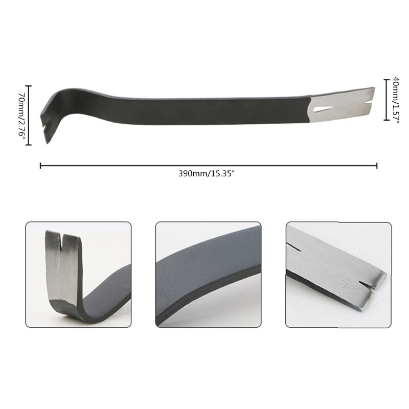 Flat Pry Bar Crowbar Curved Rocker Head Teardrop Nail Puller High-Carbon Steel Wrecking Bar Compatible with Workshop C7AD