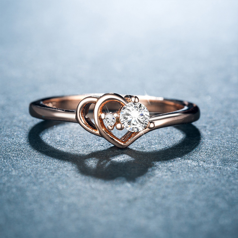 Huitan Rose Gold Farbe Hochzeit Ring Für Frauen Herz Geformt Mit funkelnd CZ Stein Romantische Braut Ring Fabrik Direkt: 6