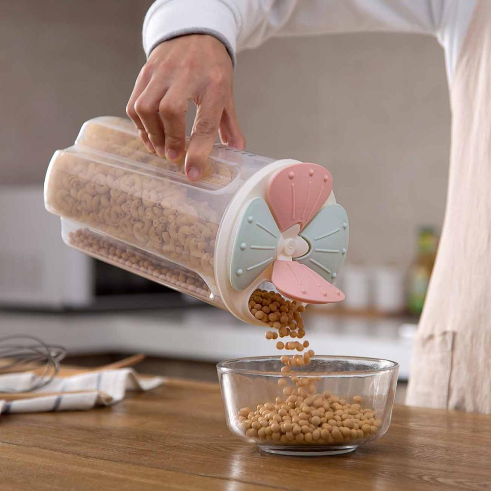 Transparent Multi-grid Kitchen Storage Containers Beans Grain Cereal Storage Container Sorting Rice Box Sealed Case with Divider