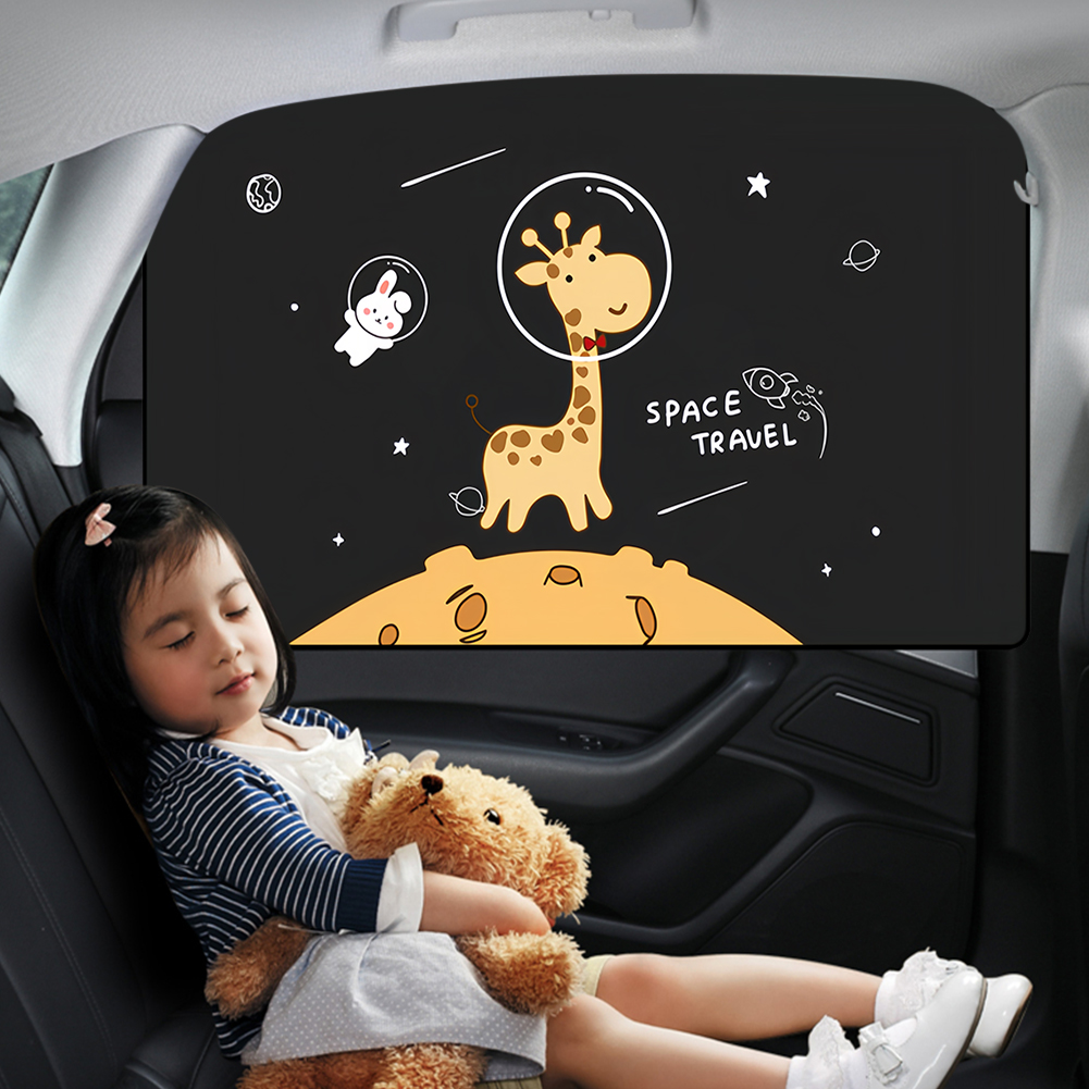 Universele Auto Zonnescherm Cover Zijraam Zonnescherm Gordijn Cartoon Schattige Giraffe Magneet Parasol Auto Raam Gordijn Voor Kinderen Baby