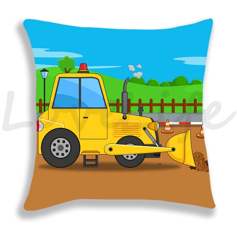Brandweerwagen/Auto/Graafmachine/Ambulance Print Kussensloop Bank/Slaapkamer Kussenhoes 45*45Cm kussensloop Home Decor Kussensloop Jongens: 15
