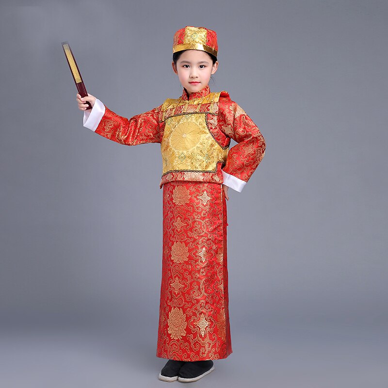 Chinois ancien empereur Prince Costume enfants Robe de jeu théâtrale Robe Photo Qing dynastie garçon Robe dramaturgique