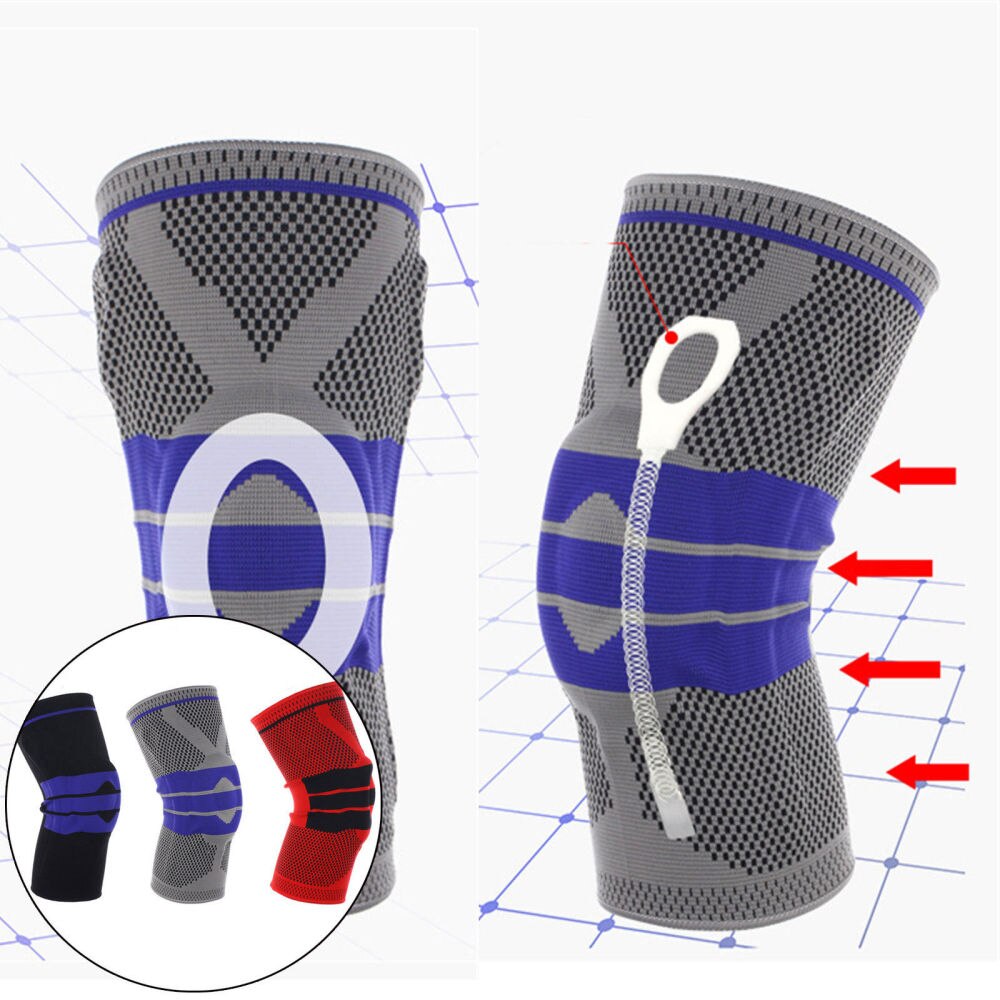 Enkele Fitness Hardlopen Fietsen Knie Ondersteuning Braces Elastische Nylon Sport Knie Pad Sleeve-Sized M (Grijs)
