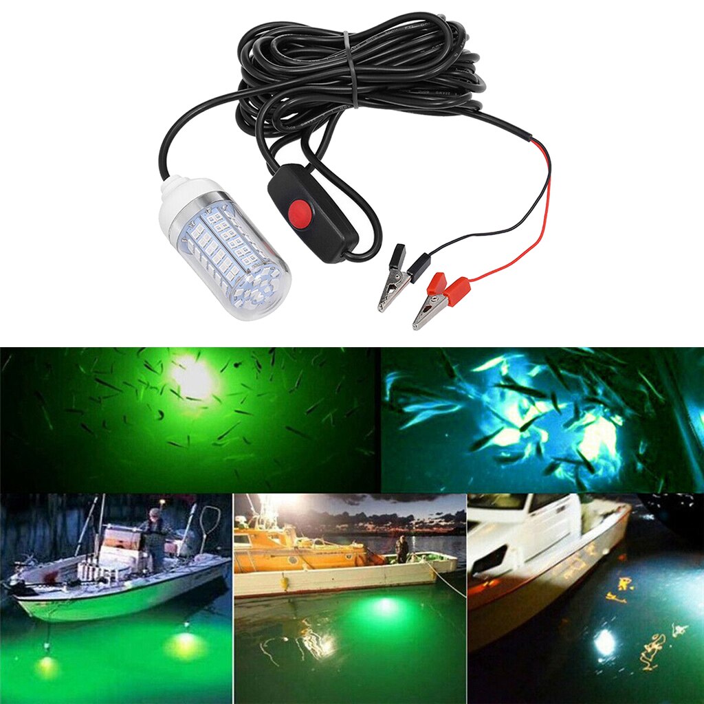Vissen Lichten 12V Led 15W Groene Verlichting IP68 Waterdichte Onderwater Verzamelen Lichten Trekken Garnalen Inktvis Krill Lampen