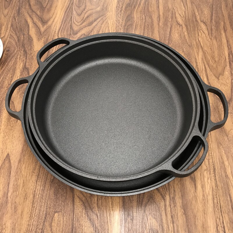 Old-style cast iron pan thickened binaural pan uncoated cast iron pan non-stick pan