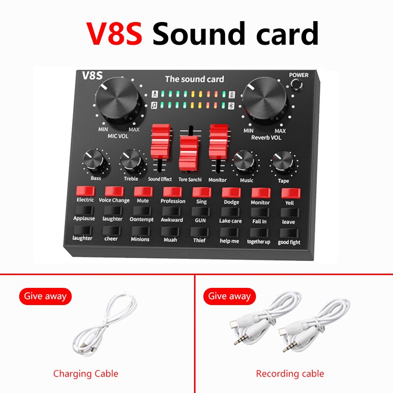 Neue V8 Soundkarte Audio- einstellen Schnittstelle Externe Usb Live Mikrofon Soundkarte Bluetooth Funktion Für Computer Pc praktisch