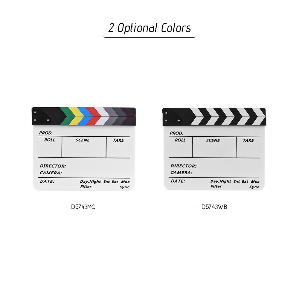 Andoer Film ClapperBoard Acrylic Clapboard Dry Erase TV Movie Director Cut Action Scene Slate Clap With Marker Pen Eraser