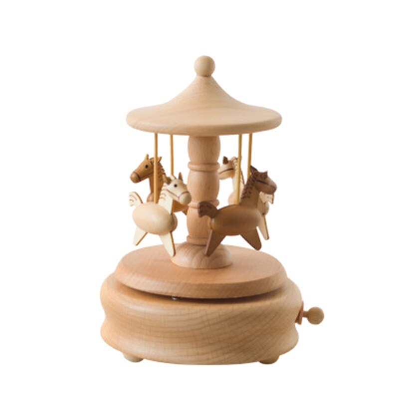 Romantic Carousel Wooden Music Box Rotating Handcraft Collection Home Decorations Christmas Valentine's Birthday Toys J60C: Carousel