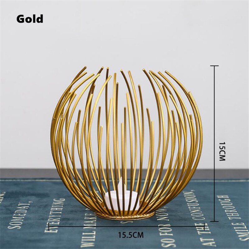 Scandinavische kaarsenhouder, geometrische metalen romantische tafeldecoratie, foto-accessoires, kaarsenhouder, kamerdecoratie, huisdecoratie: Gouden