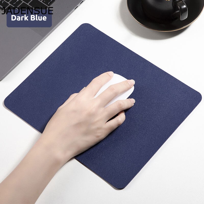 Lindo Mouse Pad de cuero de la PU de Color sólido Simple escritorio Mats impermeable de la Oficina alfombrilla de ratón para portátil Juegos de ordenador Deskpad: 25x21cm Dark Blue