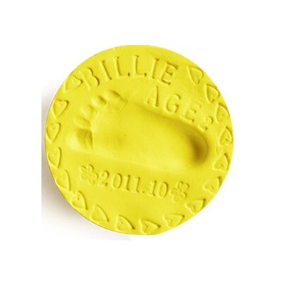 Almohadilla de tinta de arcilla ultraligera para bebé, 8 colores, modelo de huella de mano y huella de bebé, fundición de huella dactilar: yellow