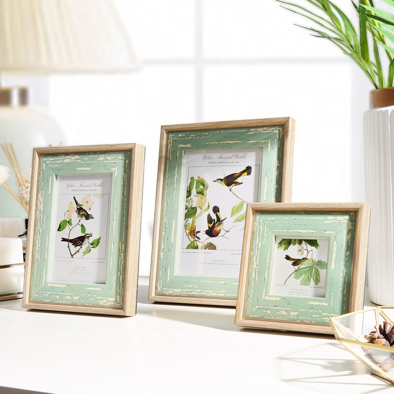 Spring Green Printing Photo Frame For Desktop Wall Decor Rectangle Kids Children Picture Frame 3"6"7" Photo Frames