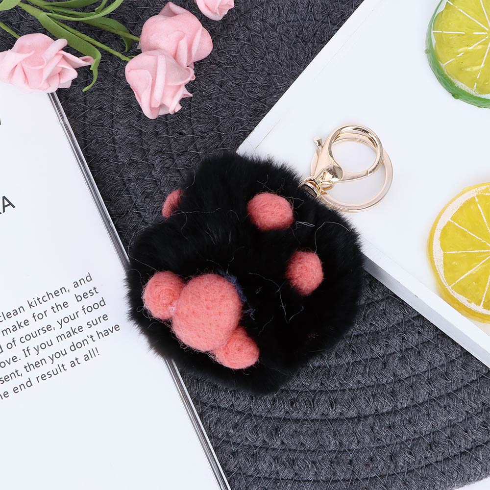 Katteklo pote nøglering fluffy pels pom pom vedhæng nøgleringe kvinde taske vedhæng pompon nøgleringe bil nøglering nipsting