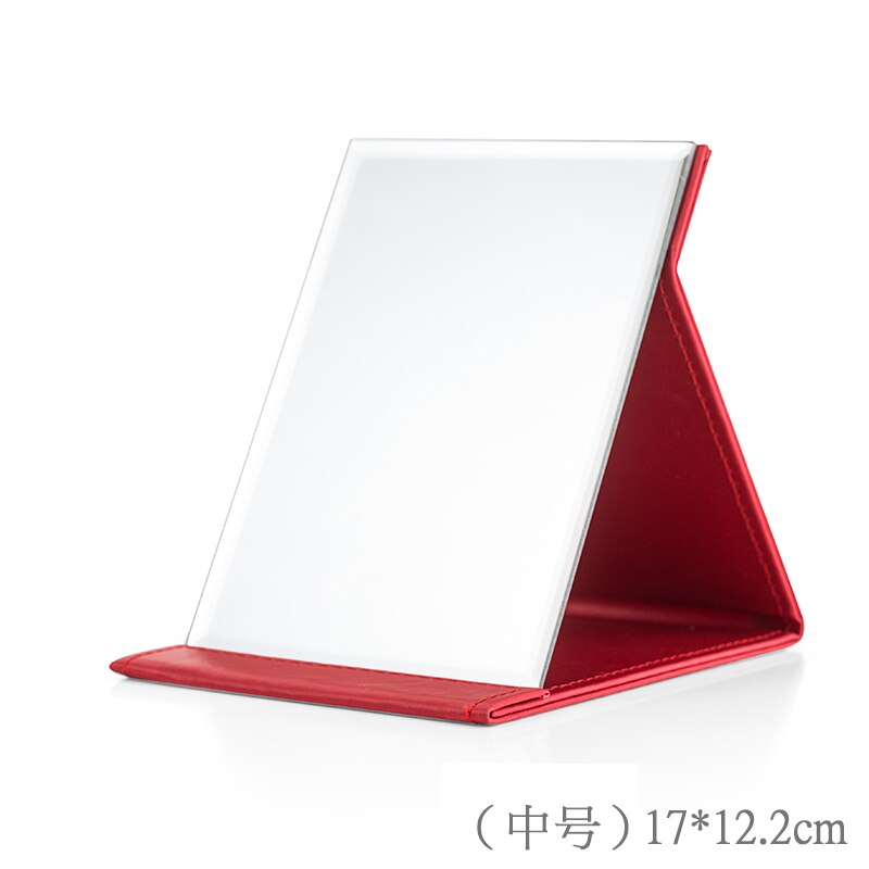 Espejo para maquillaje plegable, mesa portátil HD para dormitorio de estudiantes, Princesa, tamaño femenino, espejo de tocador y escritorio ajustable: Medium red