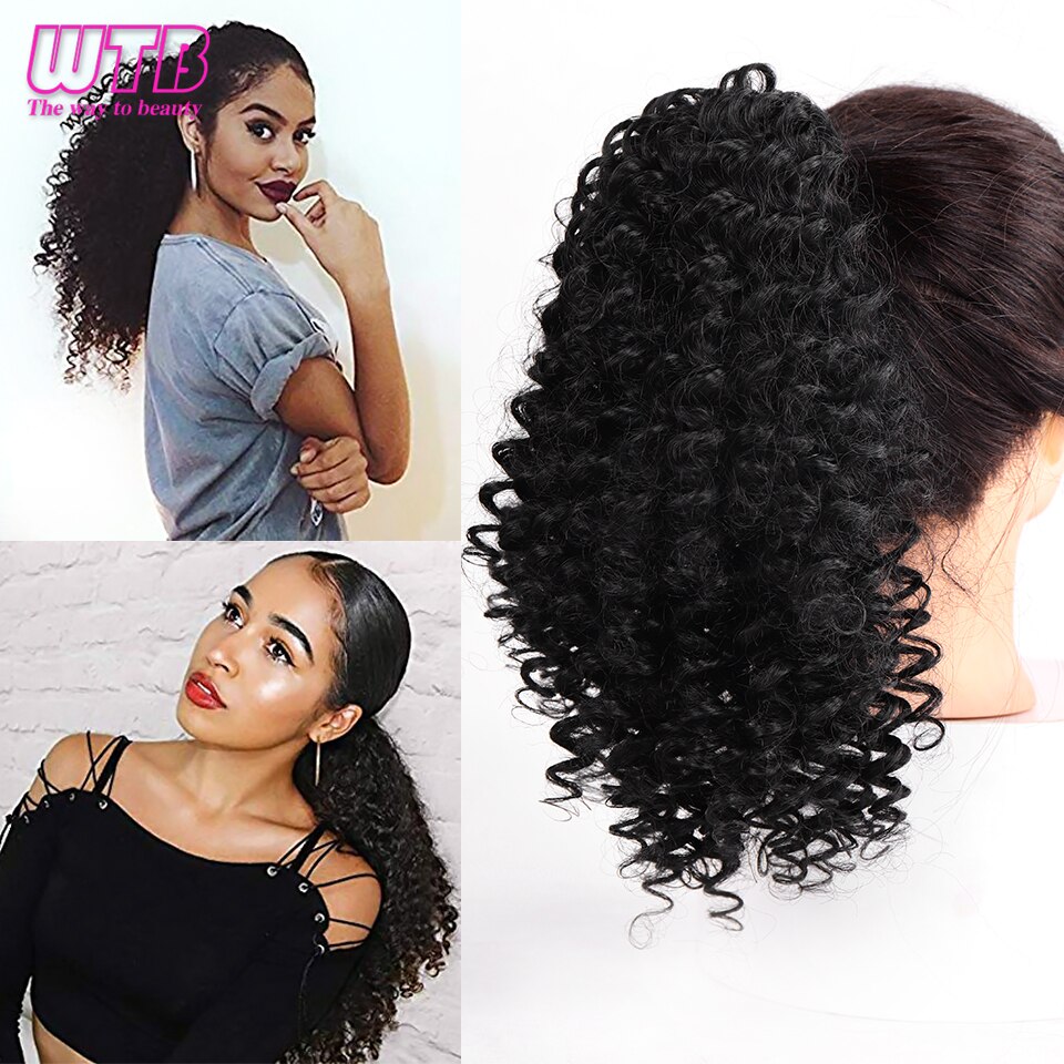 WTB-coletas de pelo sintético para mujer, pelo corto rizado, negro, esponjoso, para pelo afroamericano
