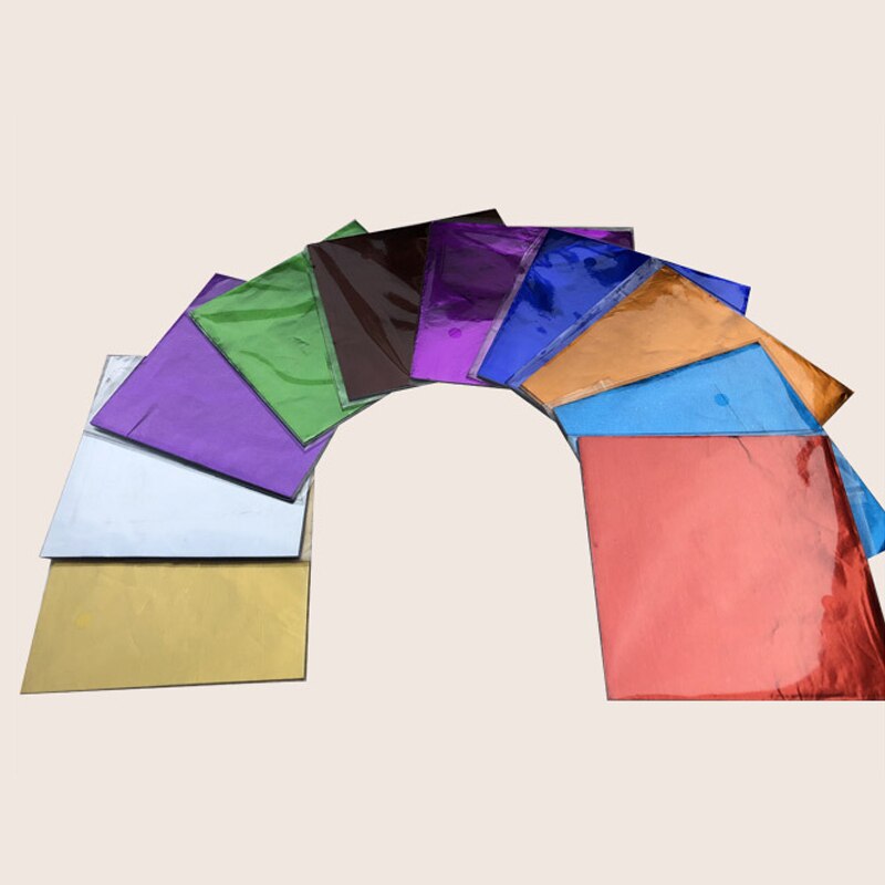 100 Stck Süssigkeit Farbe Lebensmittel Aluminium Folie Kasten NäHenne Paket Papier Handgemachte Papiere DIY Schokolade Süssigkeit Tee Verpackung Dekor