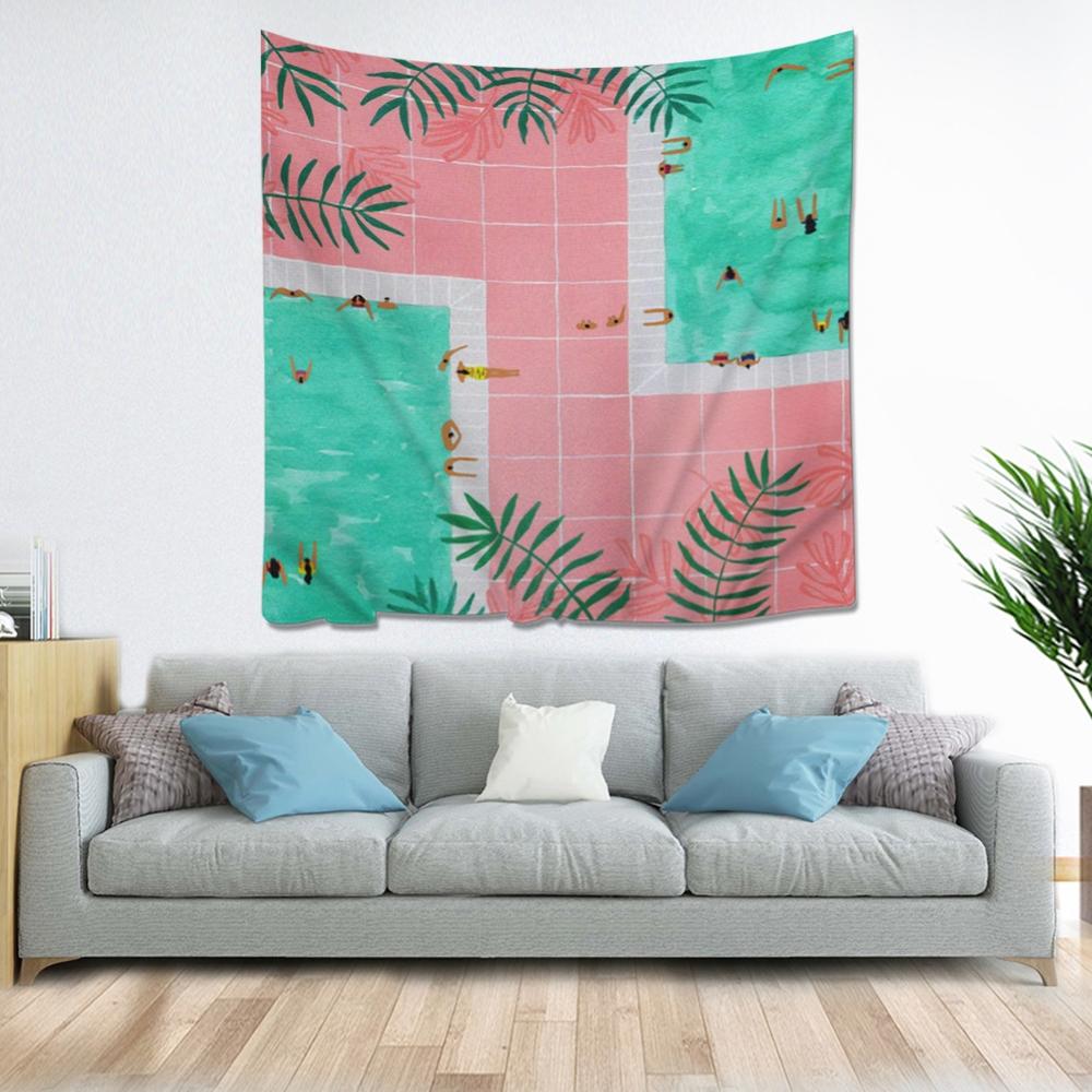 Naturlig skog flickor bakgrund tyg vägghängande gobeläng matta yogamatta mandala hippie dekoration strand matta heminredning: 150 x 150cm / G