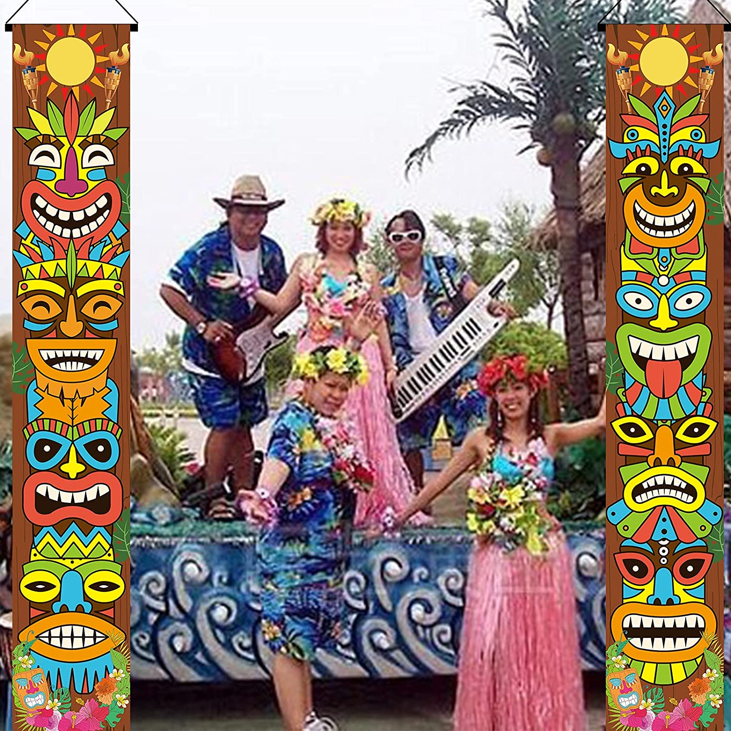 Hawaiian Luau Party Decoration Supplies Tiki Totem Door Banner Sign Aloha Hawaii Luau Tropical Moana Birthday Party Decorations