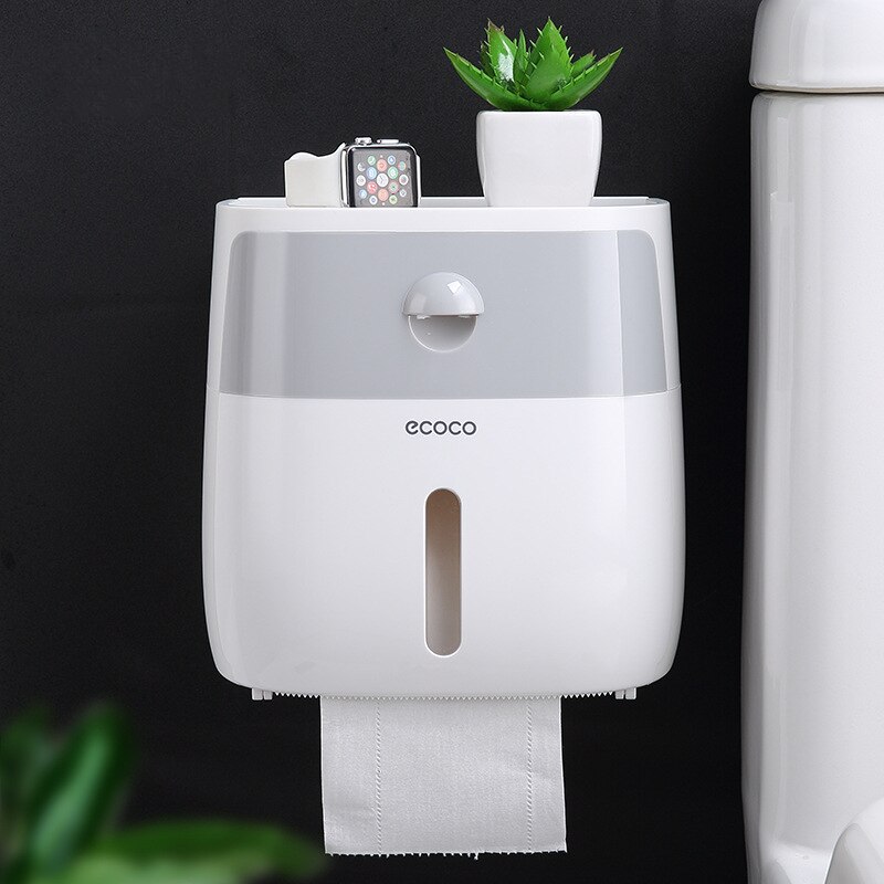 Creatieve functie toiletrolhouder Dubbele laag Waterdichte wall mount houder voor papieren handdoeken handig badkamer accessoires
