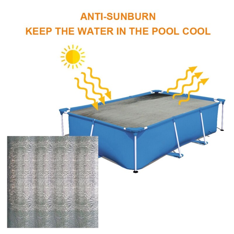 Rectangular Pool Cover Heating Solar Tarpaulin Swimming Pool Heat Insulation Film for Indoor Outdoor Pool Accessories 4 Sizes