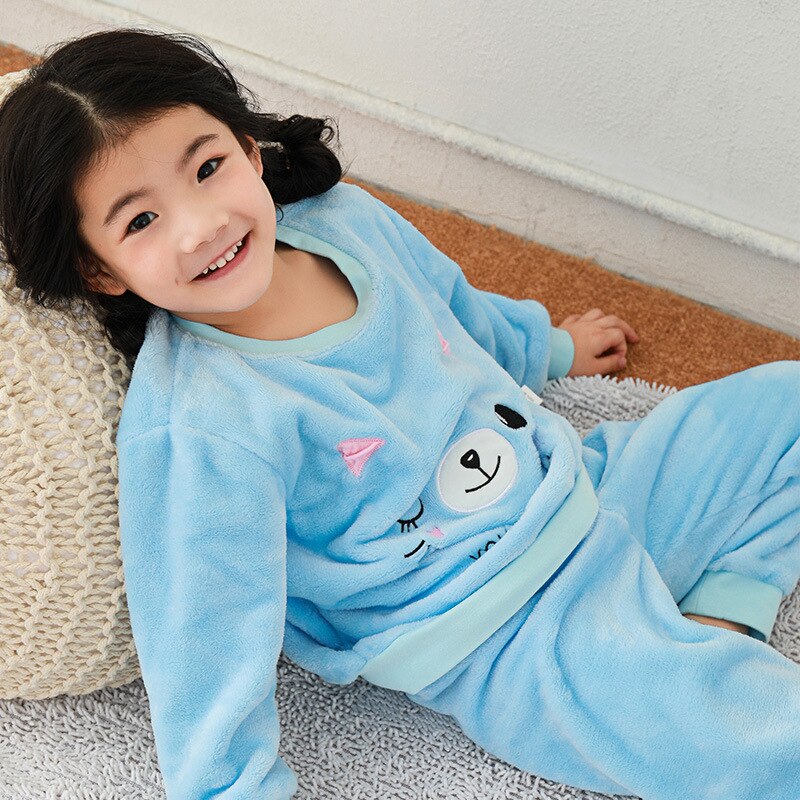 Kinderkleding pak jongens meisjes herfst winter flanellen pyjama voor kinderen meisje cartoon nachtkleding pak meisjes koraal fleece kleding
