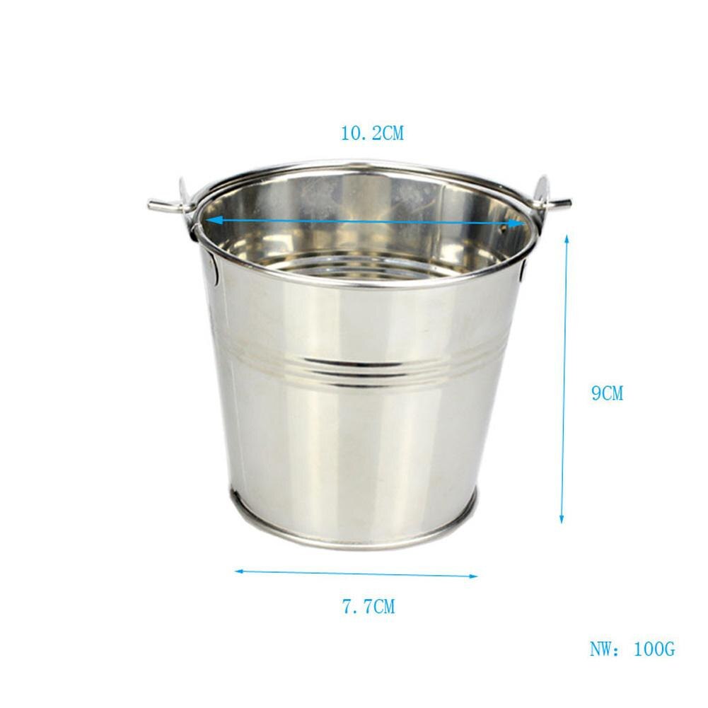 Stainless Steel Mini Snack Barrel Icing Bucket French Fries Tin Pails: Silver bucket