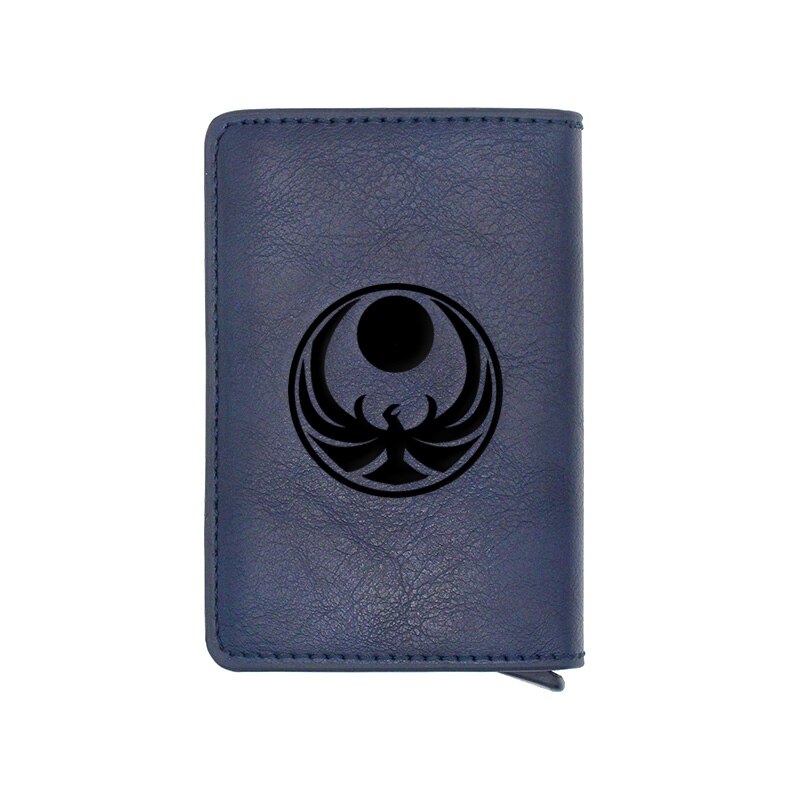 Classic Skyrim Symbol Credit Card Holder Wallet Men Women PU Leather Slim Small Short Purse: BA953-Blue