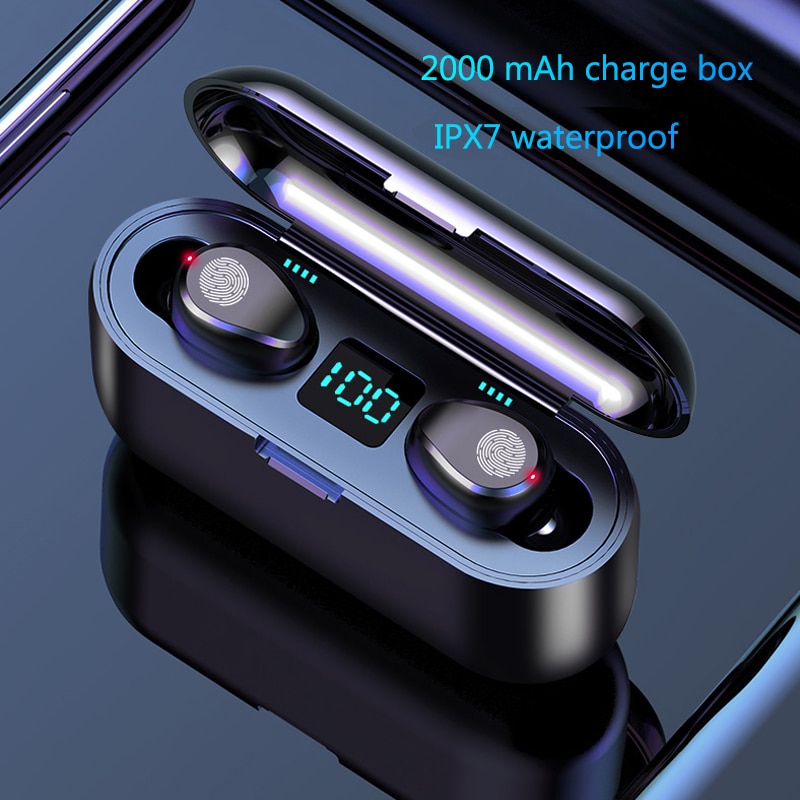HANTOPER Bluetooth Oortelefoon Mini TWS 5.0 Draadloze Oordopjes Oortelefoon Met 2000mAh Opladen doos Sport Headset Met Power Display