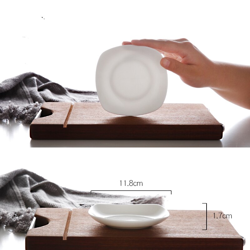 4 inch, plain white bone china rectangular dish, ceramic baby plate, small sushi plate, tableware of ceramics: Default Title