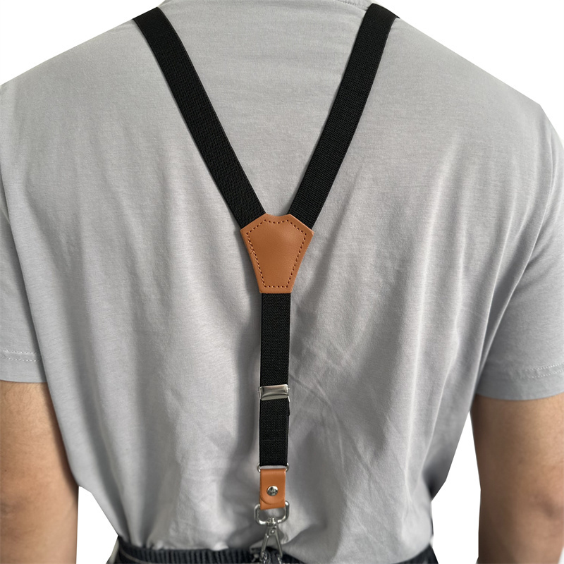 Vintage Men's Suspenders 3 Hooks Suspenders Man Pants Casual Mens Trouser PU Leather Suspenders Adjustable Braces