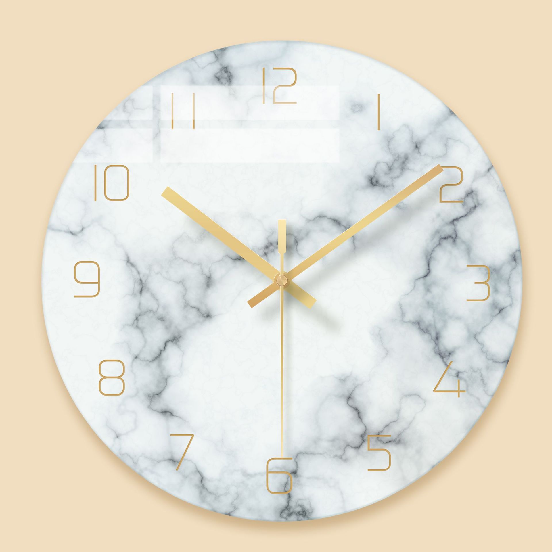 Nordic Abstract Wall Clock Marble Texture Glass Clock Watch Home Office School Decoration Fun: A