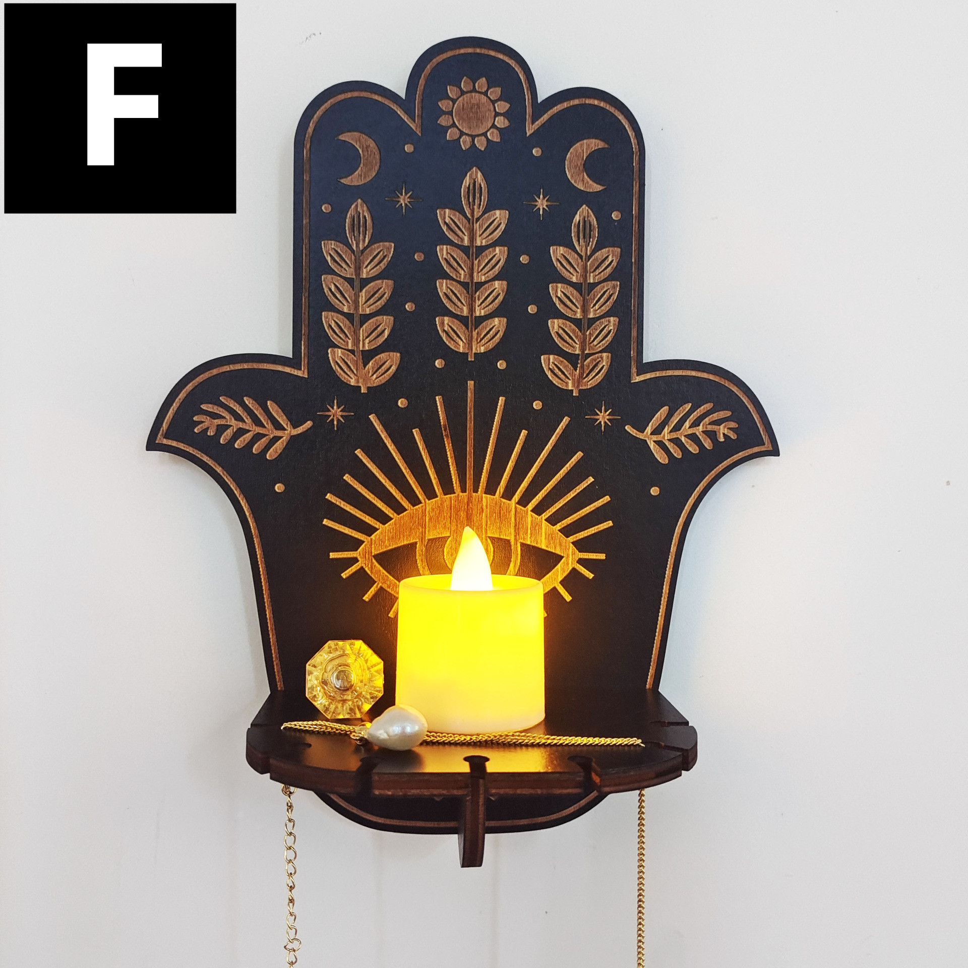 Candelabro colgante de pared , tallado en madera, búho, animales, zorros, gato, libro, estante de almacenamiento de cristal, de decoración para el hogar, Navidad y Año: Borgoña