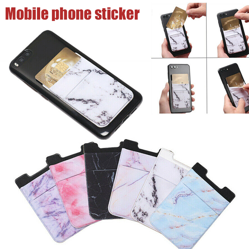 Mobile Phone Sticker Color Pattern Marble Pattern Card Holder Pockage Sticker with Adhesive VDX99