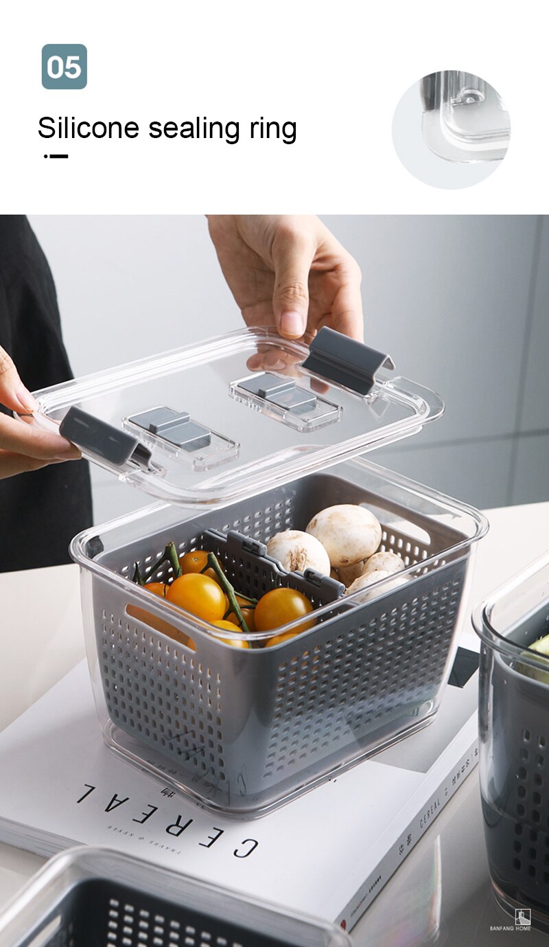 Drainer Storage Box Fruit Vegetable Kitchen Storag... – Grandado