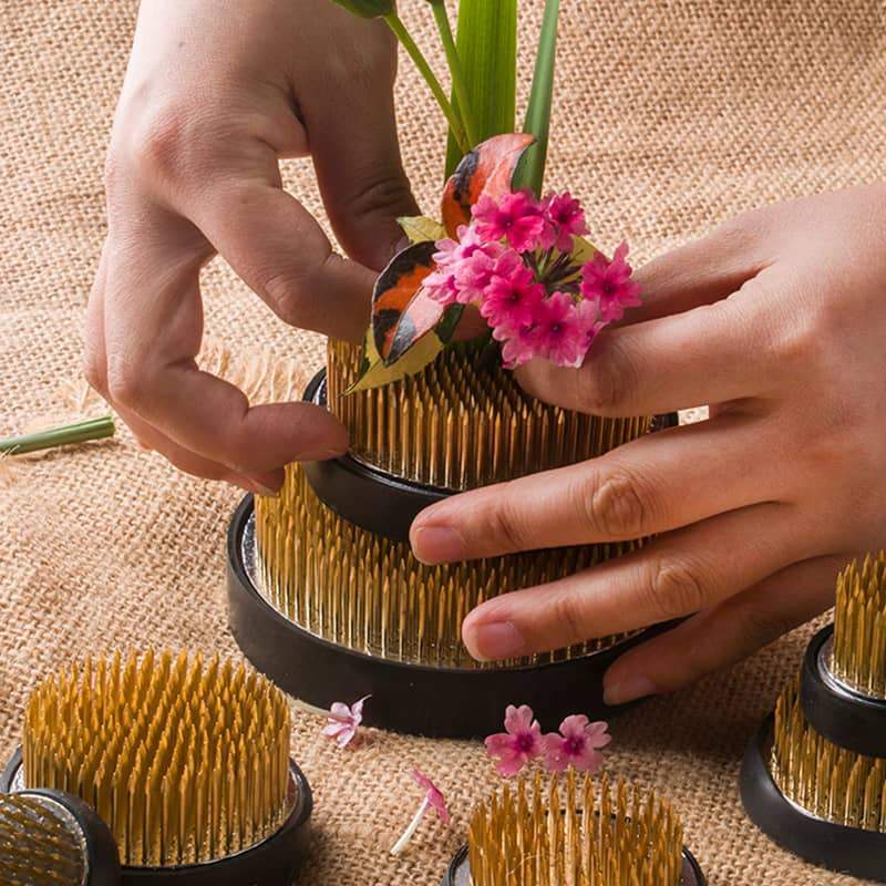 Kensan-Arreglo de flores redondo, rana de flores kebana Kenzan con junta de goma, herramientas de arreglo fijo de arte