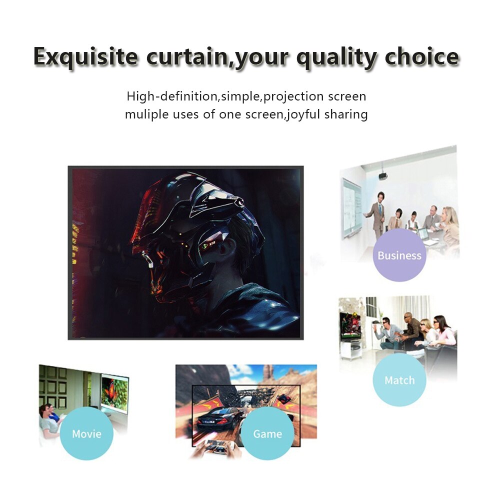 SVANUR Projector Screen 16:9 Foldable Fabric Cloth Projector Curtain 100 120 150 Inches for Home Office Theater Projector
