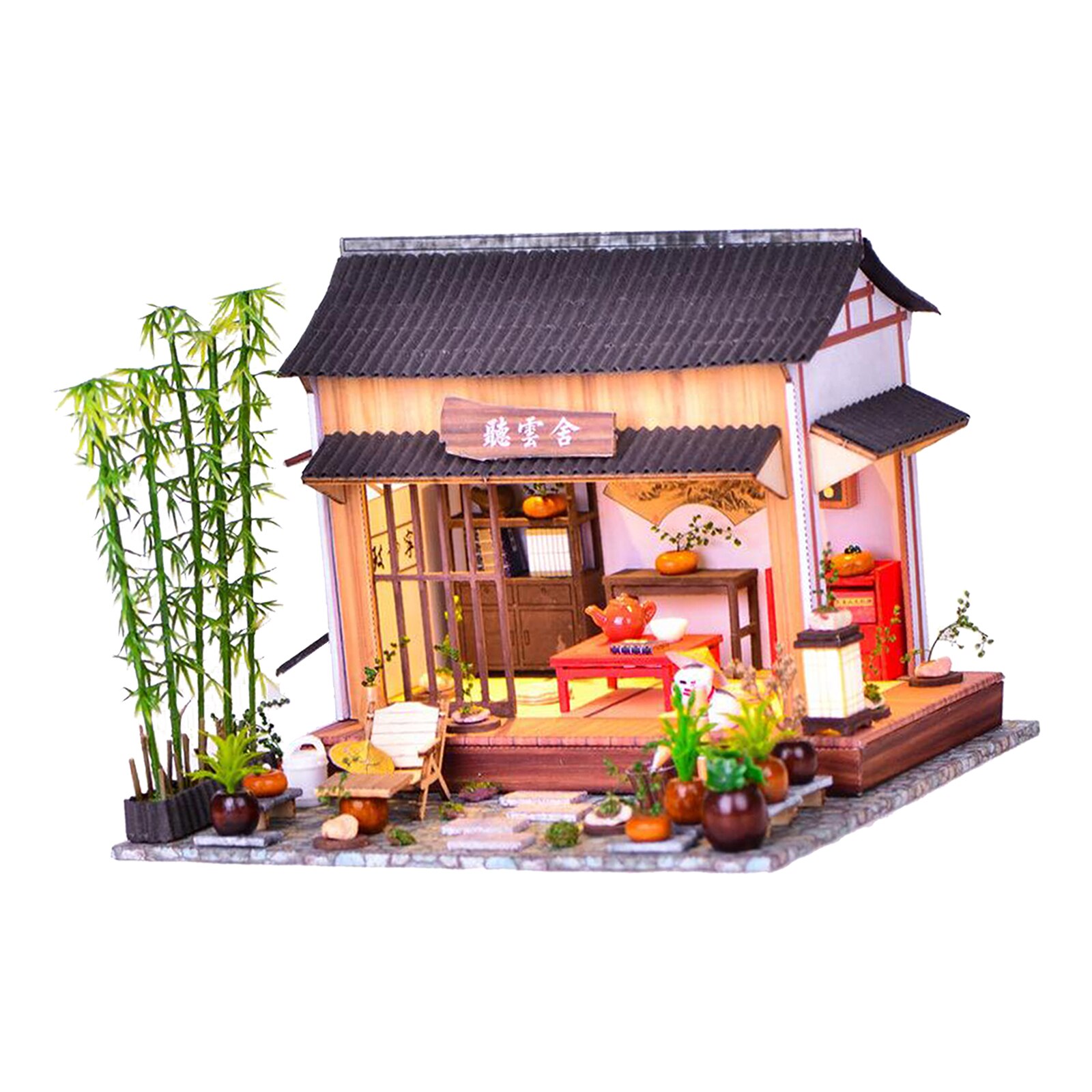 Cottage DIY Miniature DollHouse Kit with LED Handmade House Kits