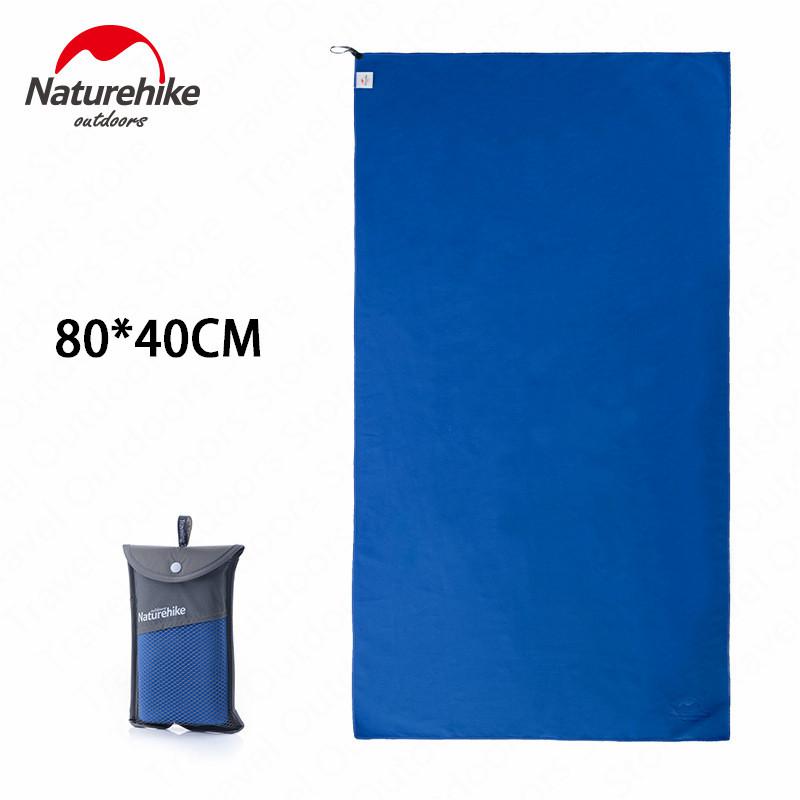 Naturehike-Toalla de microfibra de natación, 3 colores, 80x40cm, 130x73cm, ultraligera, absorbente para exteriores, Toalla de baño de secado rápido para ciclismo de agua: 80cm-Blue