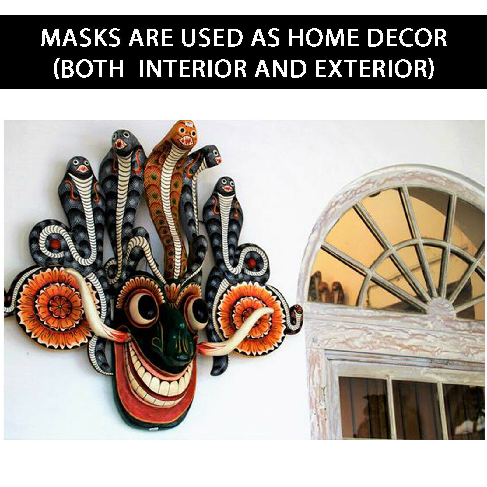 Hand Gesneden Houten Muur Art Decor Sri Lankaanse Sanni Masker Sculptuur Collectible 5 "Houten Masker