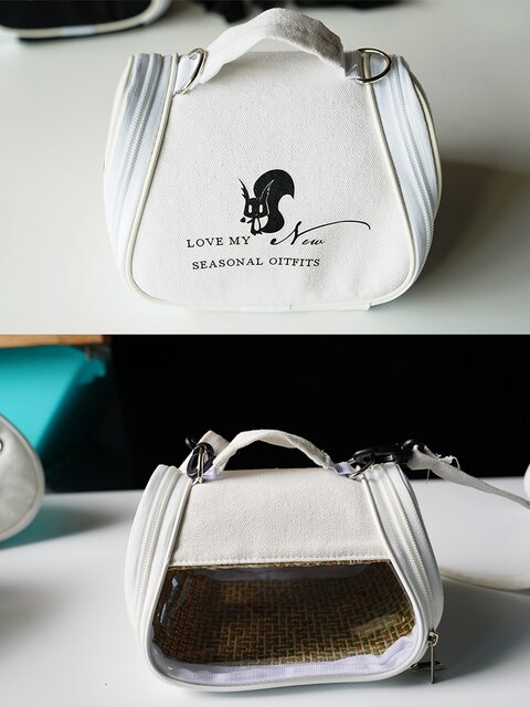 Portable Bird Cage Parrot Carrier Bag Transparent Vine Hamster Lizard Backpack Sugar Glider House for Small Pet Outdoor Travel: White canvas vine / S 16X16XH12.5CM