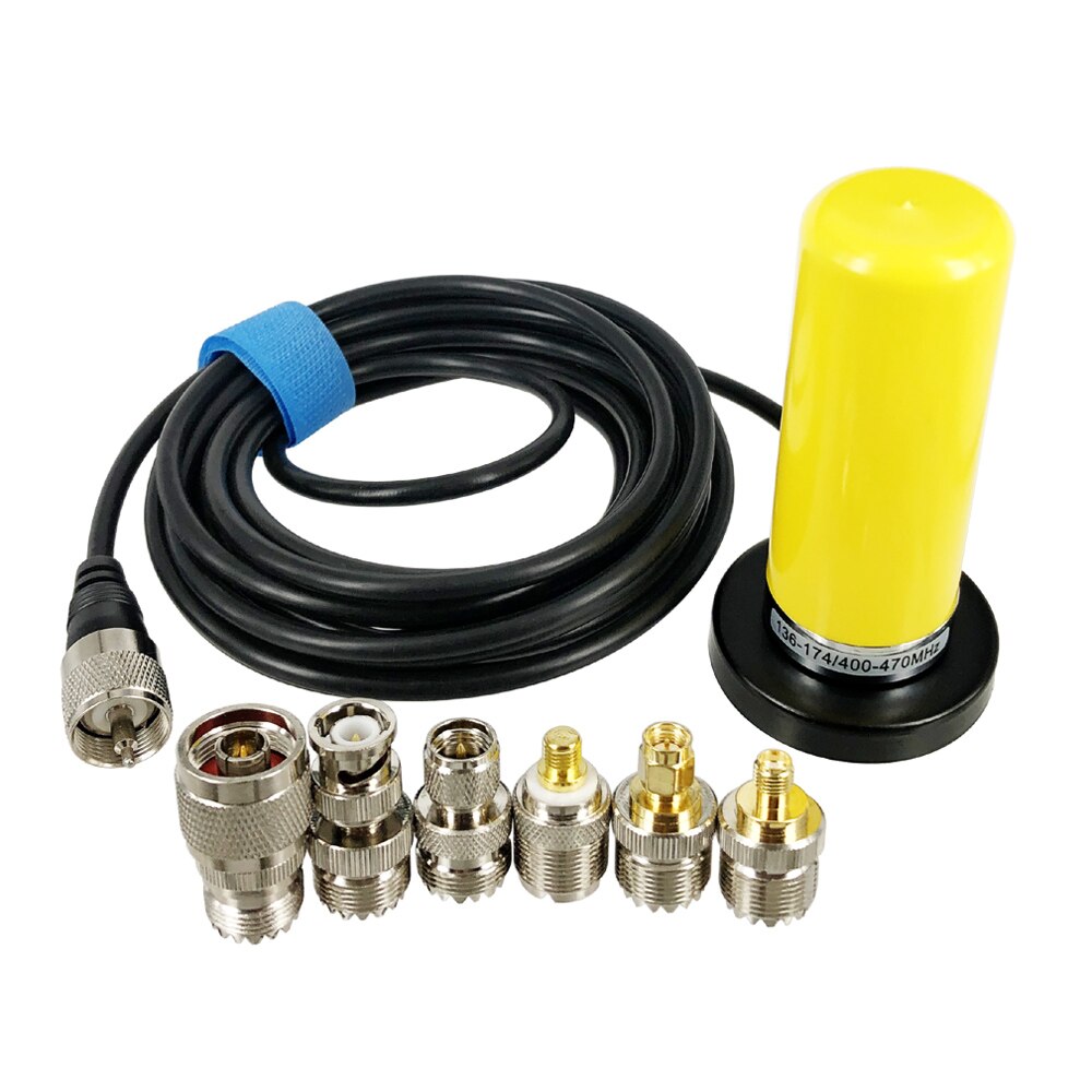 Base de montage magnétique et connecteur BNC pour talkie-walkie, Radio de voiture, antenne double bande VHF UHF PL259, câble Coaxial de 5M: YELLOW