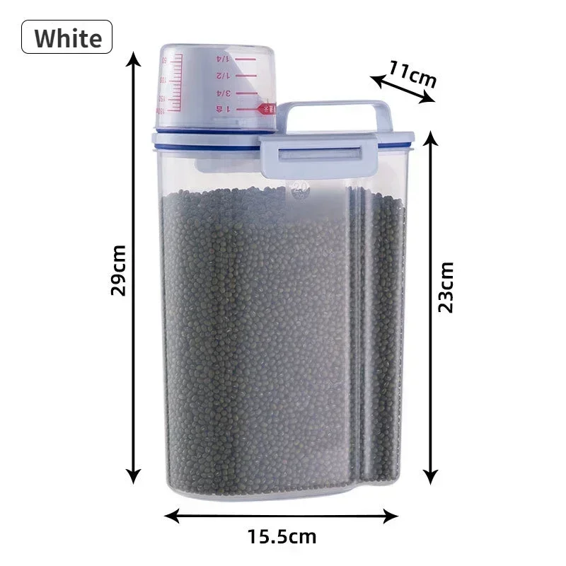 Suministros de cocina, Cubo de almacenamiento de alimentos, tanque de almacenamiento portátil a prueba de humedad de 1,5/2kg con taza a escala, cubo para alimentos, contenedor de plástico: Borgoña