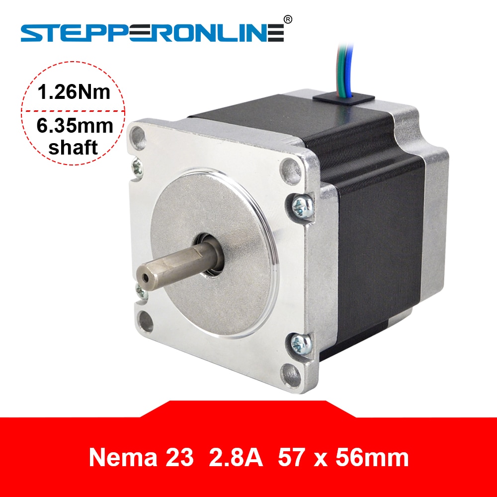 Nema 23 stepmotor 1.26nm 56mm kropslængde 2.8a 23 hs 5628 stepper 178.04oz. in nema 23 motor 6.35mm aksel til cnc router