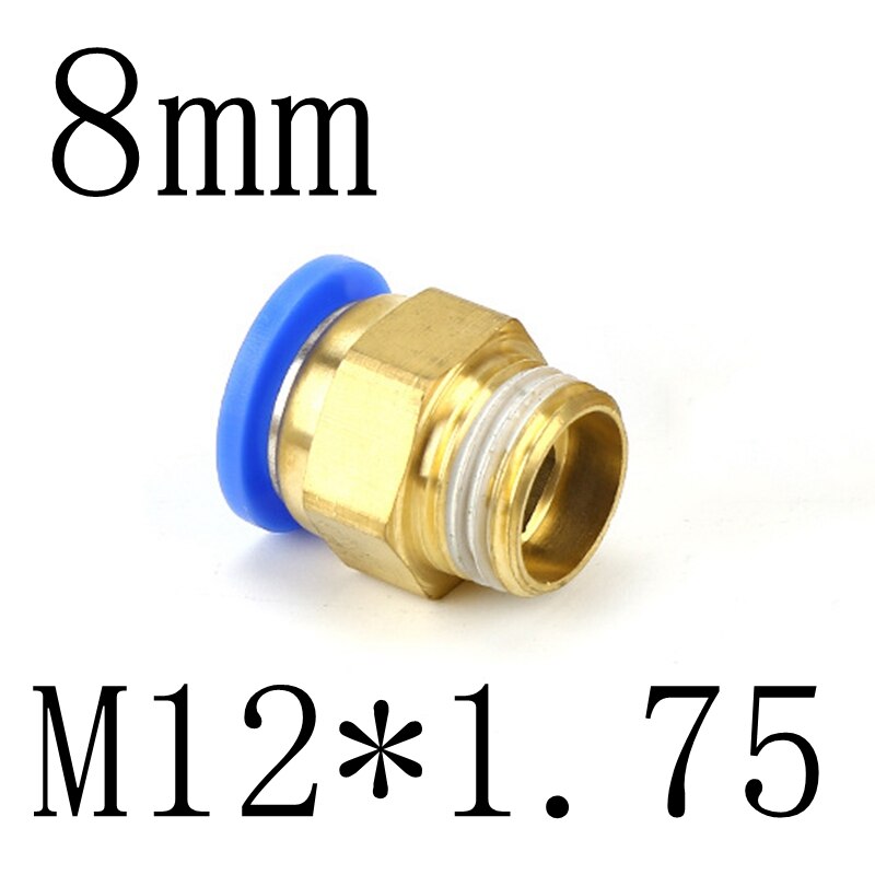 8mm Tube To M5 M6 M8 M10 M12 M14 M16 M20 Male Thread Straight One Touch Air Pneumatic Push In Pipe Fitting Quick Connector: PC8-M12x1.75
