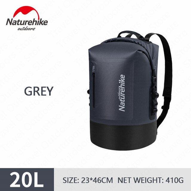 Bolsa seca impermeable de 20L, 30l y 40L para kayak de navegación, pesca descenso de ríos, natación, snowboard flotante, Camping, mochila para exteriores: 20L Gray