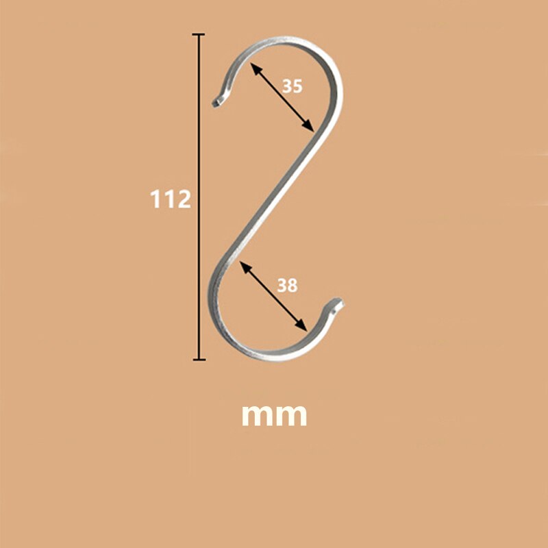 10PCS/Lot Stainless Steel S Hook S Shape Storage Hook Cabinet Kitchen Clothes Hanger Closet Hanging Organizer Accessories: XL