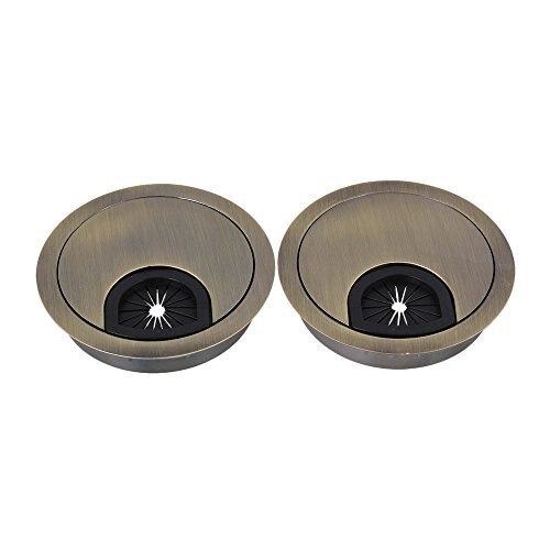 Bronze Zinc Alloy Computer Desk Table Grommet Cable Tidy Port Surface Wire Hole Cover 2PCS 60mm